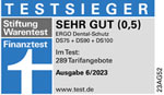 ERGO Dental-Schutz mit den Tarifen DS75, DS90 und DS100 erhält Testurteil "Sehr gut" von Stiftung Warentest.